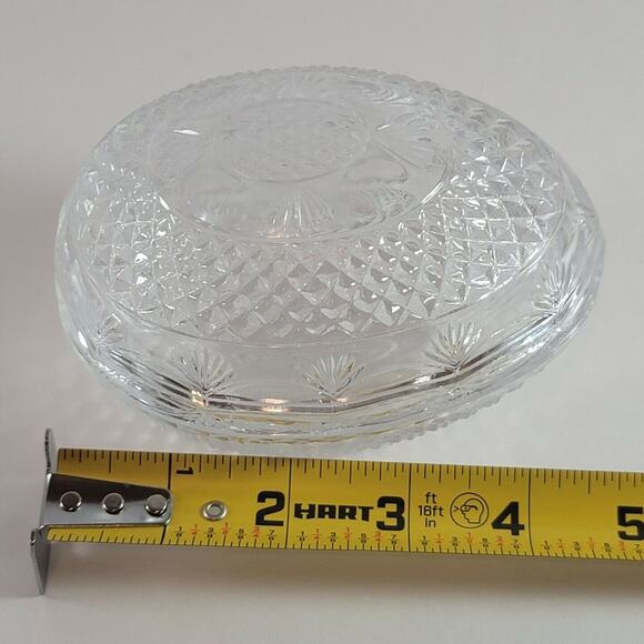 Vintage Cut Glass Egg Fostoria Avon Trinket Dish Candy Jelly Bean Bowl w/ Lid - Picture 7 of 9